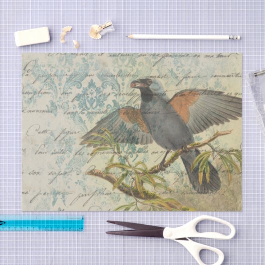 Papier Mousseline Ephemera Damask Bird (Artisanat)