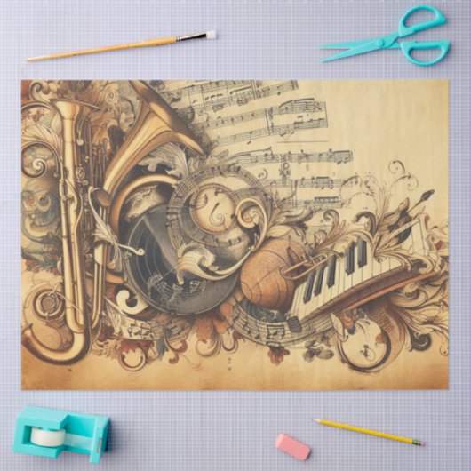 Papier Mousseline Ephemera Découpage Mobilier Scrapbooking Musique (Artisanat)