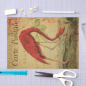Papier Mousseline Ephemera Flamant rose de carte postale française F (Artisanat)