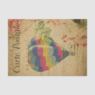 Papier Mousseline Ephemera Français Hot Air Balloon Floral Découpage