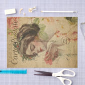 Papier Mousseline Ephemera Française Carte Postale Femme avec Découp (Artisanat)