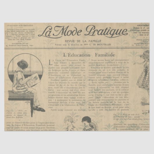 Papier Mousseline Ephemera French Paper Series Design 8 (Recto)