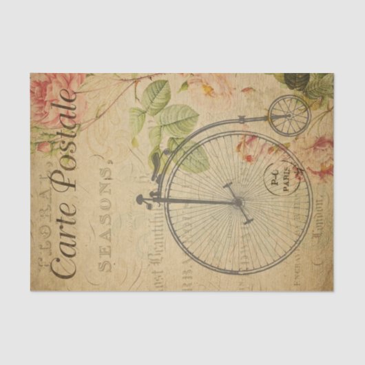 Papier Mousseline Ephemera French Penny Farthing Bicycle Decoupage (Recto)