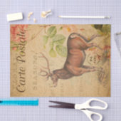 Papier Mousseline Ephemera French Postcard Stag Deer Decoupage (Artisanat)