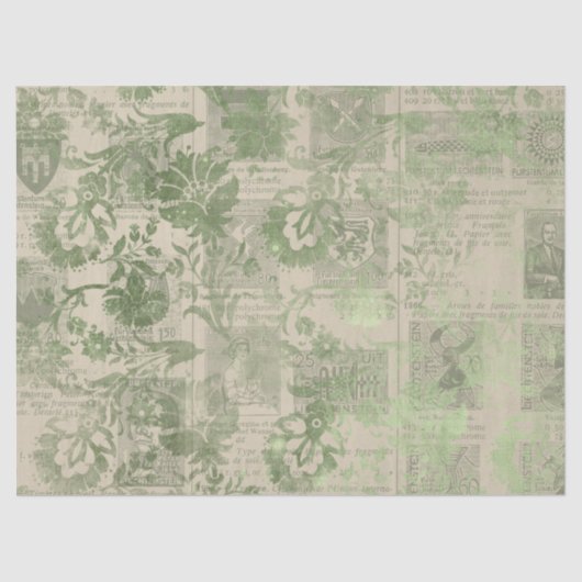 Papier Mousseline Ephemera Green Paper Series Design 23 (Recto)