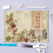 Papier Mousseline Ephemera Noël Rose Bird Cage Père Noël Découpage (Artisanat)