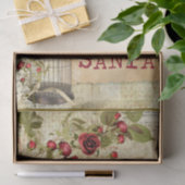 Papier Mousseline Ephemera Noël Rose Bird Cage Père Noël Découpage (Cadeau)