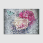 Papier Mousseline Ephemera Papillon floral Newsprint Decoupage (Recto)