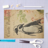 Papier Mousseline Ephemera Pingouins mignons Roses roses roses rose  (Artisanat)