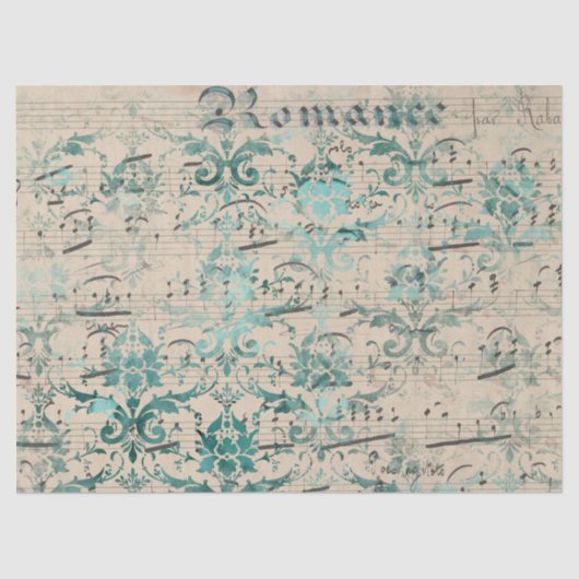 Papier Mousseline Ephemera Turquoise Papier Series Design 1 (Recto)