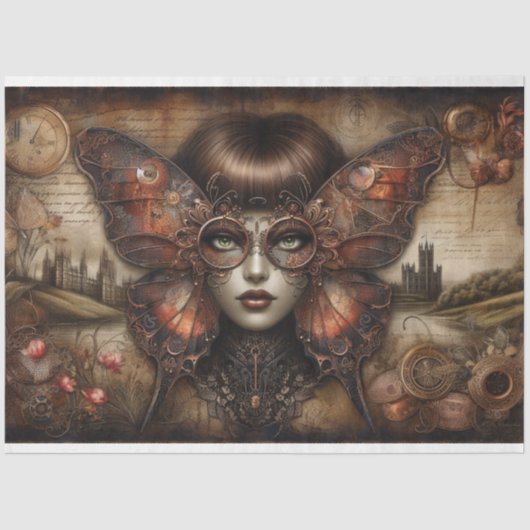 Papier Mousseline Ephemera Victorian Lady Gothique Papillon Découpag (Recto)