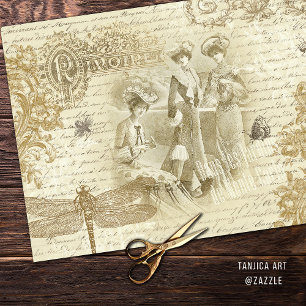 Papier Mousseline Ephémère Beige Vintage