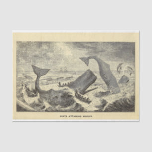 Papier Mousseline Ephémère de baleine vintage Découpage nautique