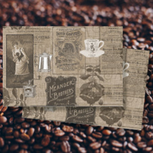 Papier Mousseline Ephémère de café Publicité Vintage Découpage Art