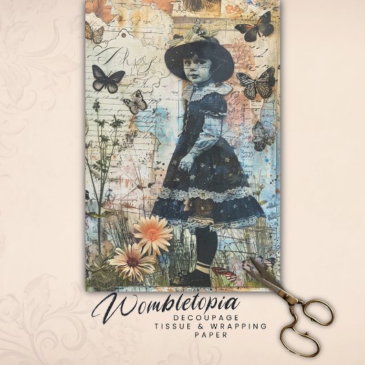 Papier Mousseline Ephémère de carte papillon de fille Explorer vinta