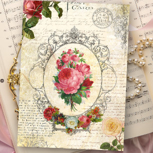 Papier Mousseline Ephémère de découpage Rose français antique