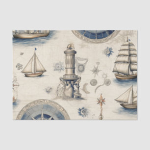 Papier Mousseline Ephémère de découpage Vintage nautique