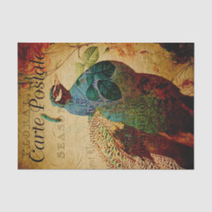 Papier Mousseline Ephémère de France Peacock Rose Floral Decoupage