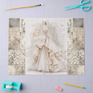 Papier Mousseline Éphémère de la robe Vintage victorienne déprimée