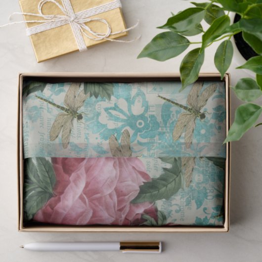 Papier Mousseline Ephémère de libellule rose (Cadeau)