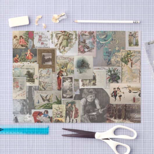 Papier Mousseline Ephémère de Noël antique Collage Découpage (Artisanat)