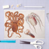 Papier Mousseline Ephémère de poulpe marine Découpage rouge (Artisanat)