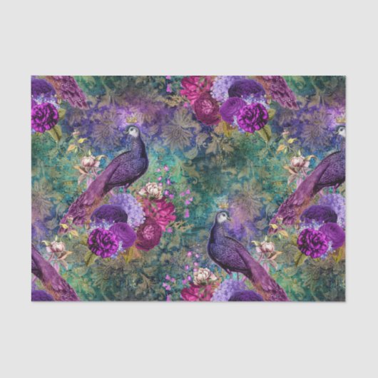 Papier Mousseline Ephémère Découpage Peacock Papier Tissu (Recto)