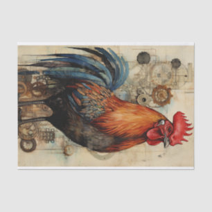 Papier Mousseline Ephémère Découpage Vintage Art Coq de poulet