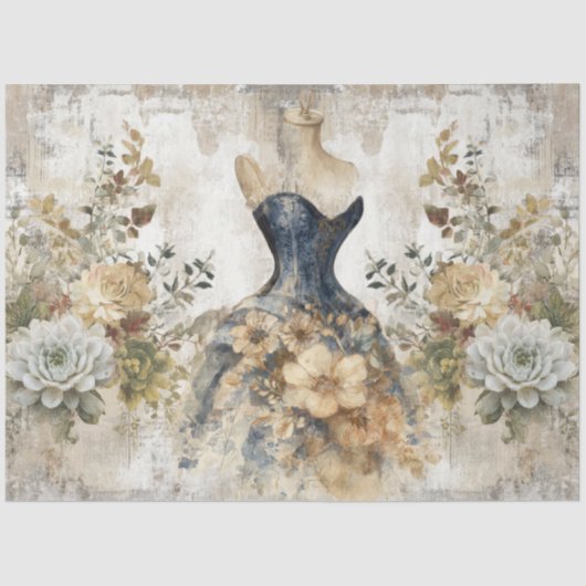 Papier Mousseline Ephémère désoeuvrée Floral Collage Scrapbook (Recto)