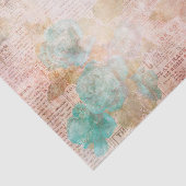 Papier Mousseline Éphémère floral rose et sarcelle (Détail)