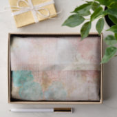 Papier Mousseline Éphémère floral rose et sarcelle (Cadeau)