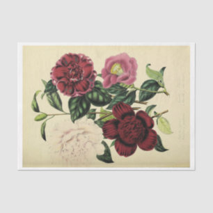 Papier Mousseline Ephémère florale Découpage Bourgogne rose