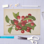 Papier Mousseline Ephémère florale Découpage Cerises rouges (Artisanat)