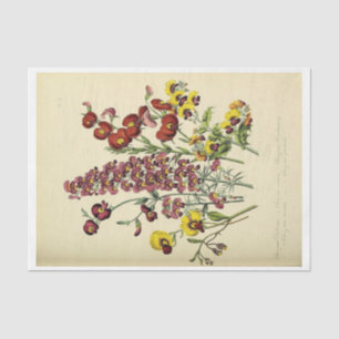 Papier Mousseline Ephémère florale Découpage Fleurs violettes jaunes