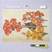 Papier Mousseline Ephémère Florale Découpage Orange Fleurs Jaunes (Artisanat)