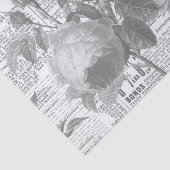 Papier Mousseline Ephémère florale du journal noir et blanc (Détail)