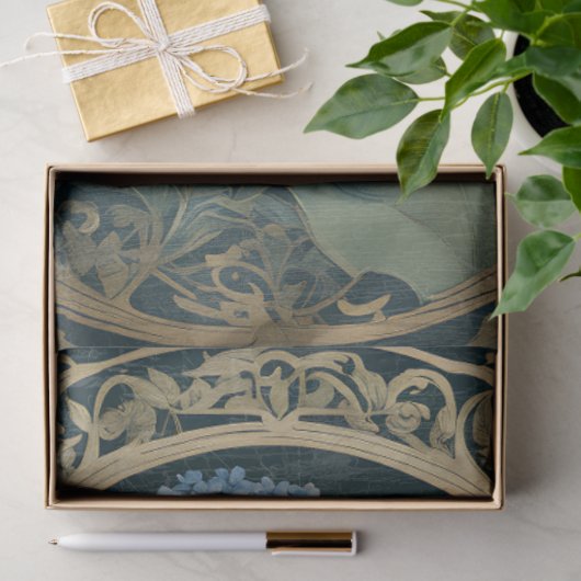 Papier Mousseline Ephémère Inséparable Art Nouveau Blue Hydrangea (Cadeau)