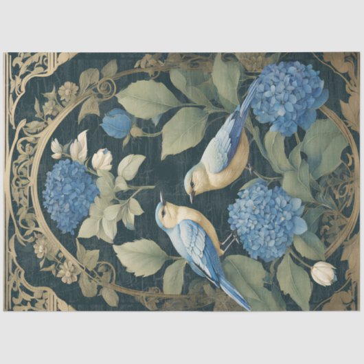 Papier Mousseline Ephémère Inséparable Art Nouveau Blue Hydrangea (Recto)