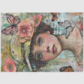 Papier Mousseline Ephémère papillon vintage Portrait Découpage (Recto)