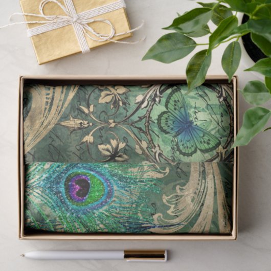 Papier Mousseline Ephémère Peacock Feathers (Cadeau)
