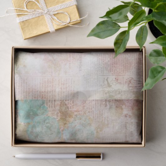 Papier Mousseline Ephémère rose et Turquoise (Cadeau)