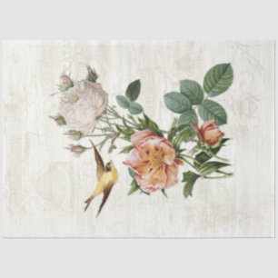 Papier Mousseline Ephémère Rose vintage Ephémère Découpage