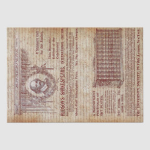 Papier Mousseline Éphémère Vintage antique Shakespeare écriture manu