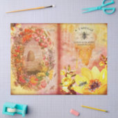 Papier Mousseline Ephémère vintage d'abeilles et de fleurs (Artisanat)