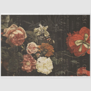 Papier Mousseline Ephémère vintage Découpage antique Floral