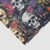 Papier Mousseline Ephémère vintage Découpage Crânes et fleurs (Détail)