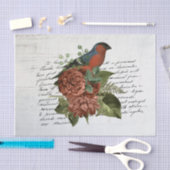 Papier Mousseline Ephémère vintage d'oiseaux et de fleurs (Artisanat)
