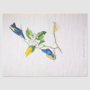 Papier Mousseline Éphémère vintage Florale Bleue Éphémère Découpage 