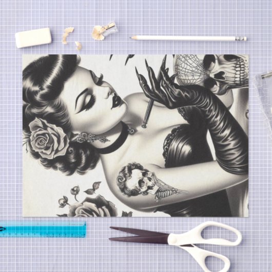 Papier Mousseline Épingle de goth tatoué rétro (Artisanat)