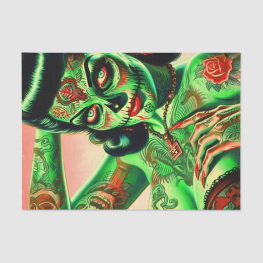 Papier Mousseline Épingle Zombie tatouée (Recto)